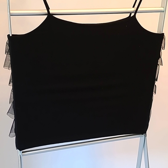 Massimo Fancy Black Ruffle Tank Top, Sz M - Picture 4 of 4